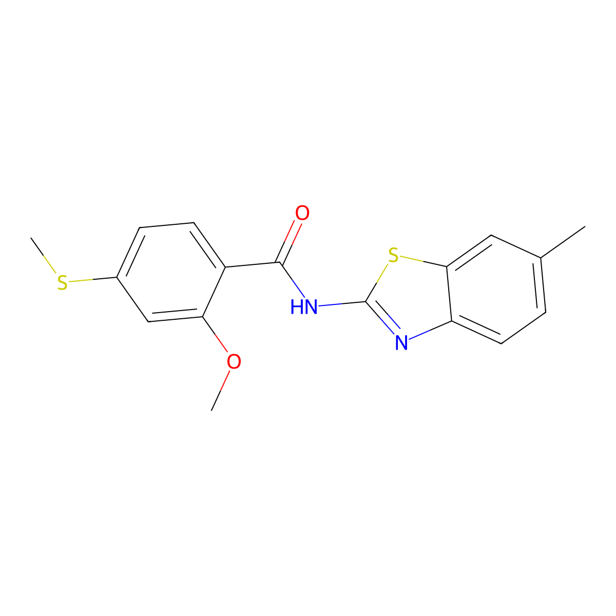 2-methoxy-N-(6-methyl-1,3-benzothiazol-2-yl)-4-(methylsulfanyl)benzamide molecular structure, CAS 349540-77-8