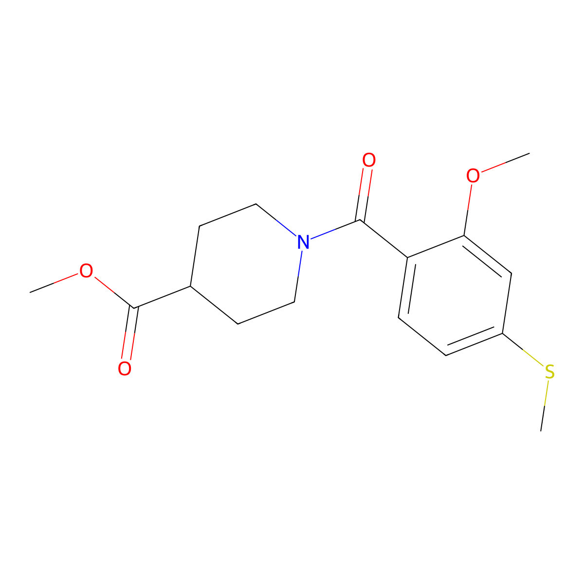 Methyl 1-(2-methoxy-4-methylsulfanylbenzoyl)piperidine-4-carboxylate molecular structure, CAS 349540-83-6