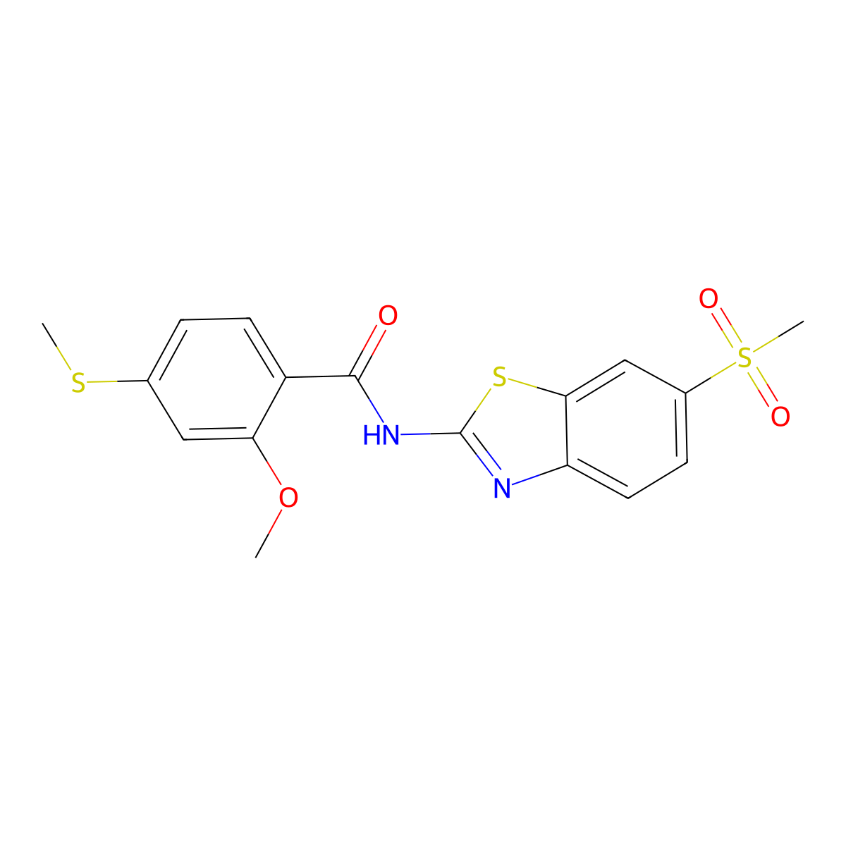 2-methoxy-4-(methylsulfanyl)-N-[6-(methylsulfonyl)-1,3-benzothiazol-2-yl]benzamide molecular structure, CAS 349540-85-8