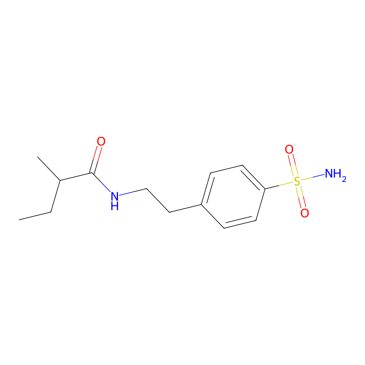2-methyl-N-[2-(4-sulfamoylphenyl)ethyl]butanamide molecular structure, CAS 349540-97-2