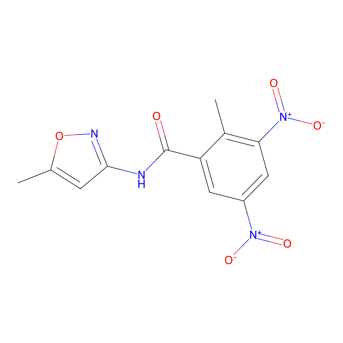 2-methyl-N-(5-methyl-1,2-oxazol-3-yl)-3,5-dinitrobenzamide molecular structure, CAS 349541-28-2