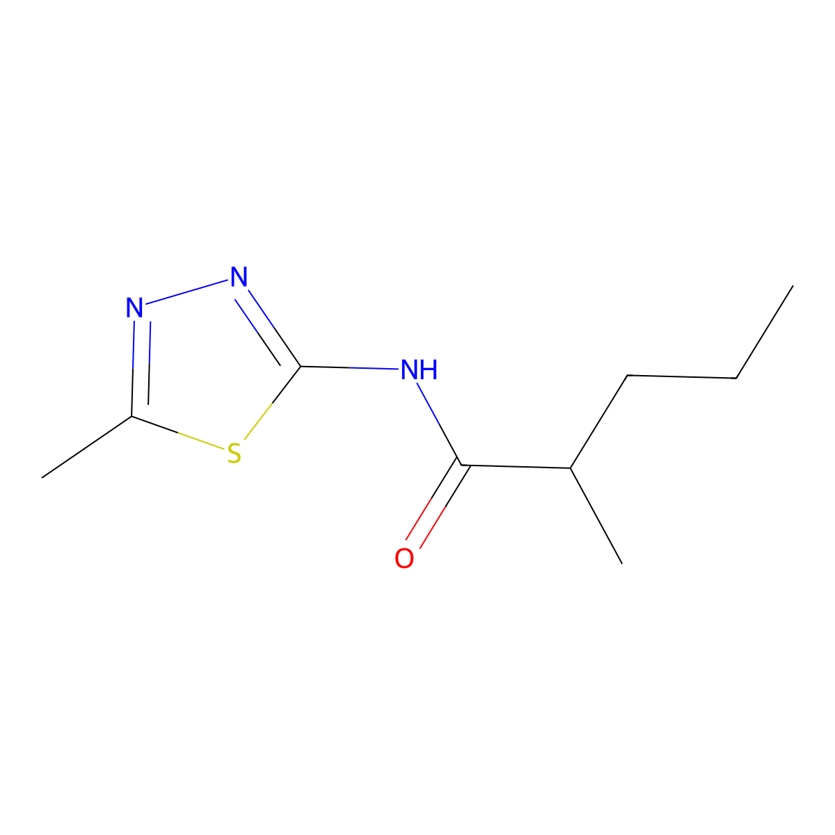 2-methyl-N-(5-methyl-1,3,4-thiadiazol-2-yl)pentanamide molecular structure, CAS 349541-72-6