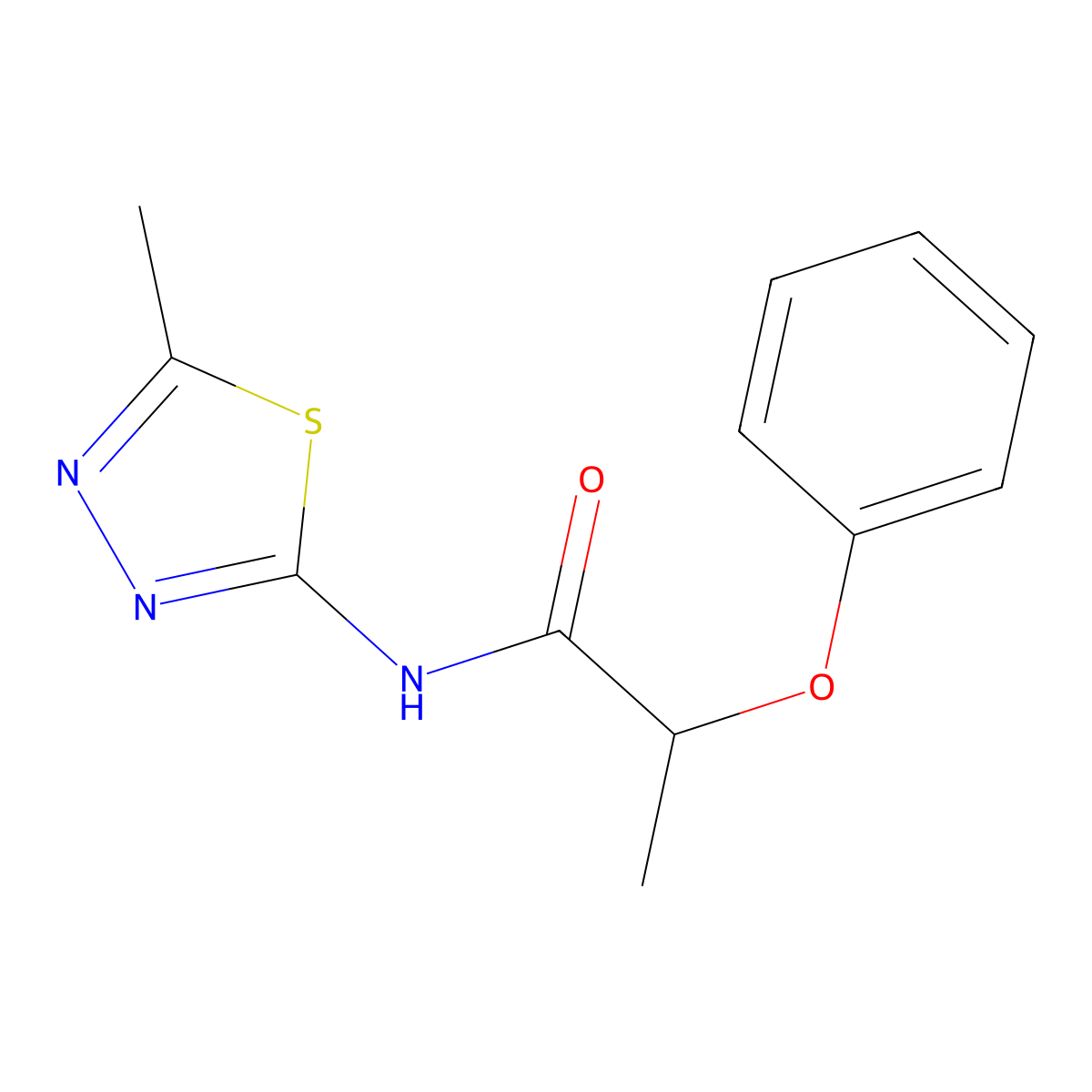 N-(5-methyl-1,3,4-thiadiazol-2-yl)-2-phenoxypropanamide molecular structure, CAS 349542-04-7