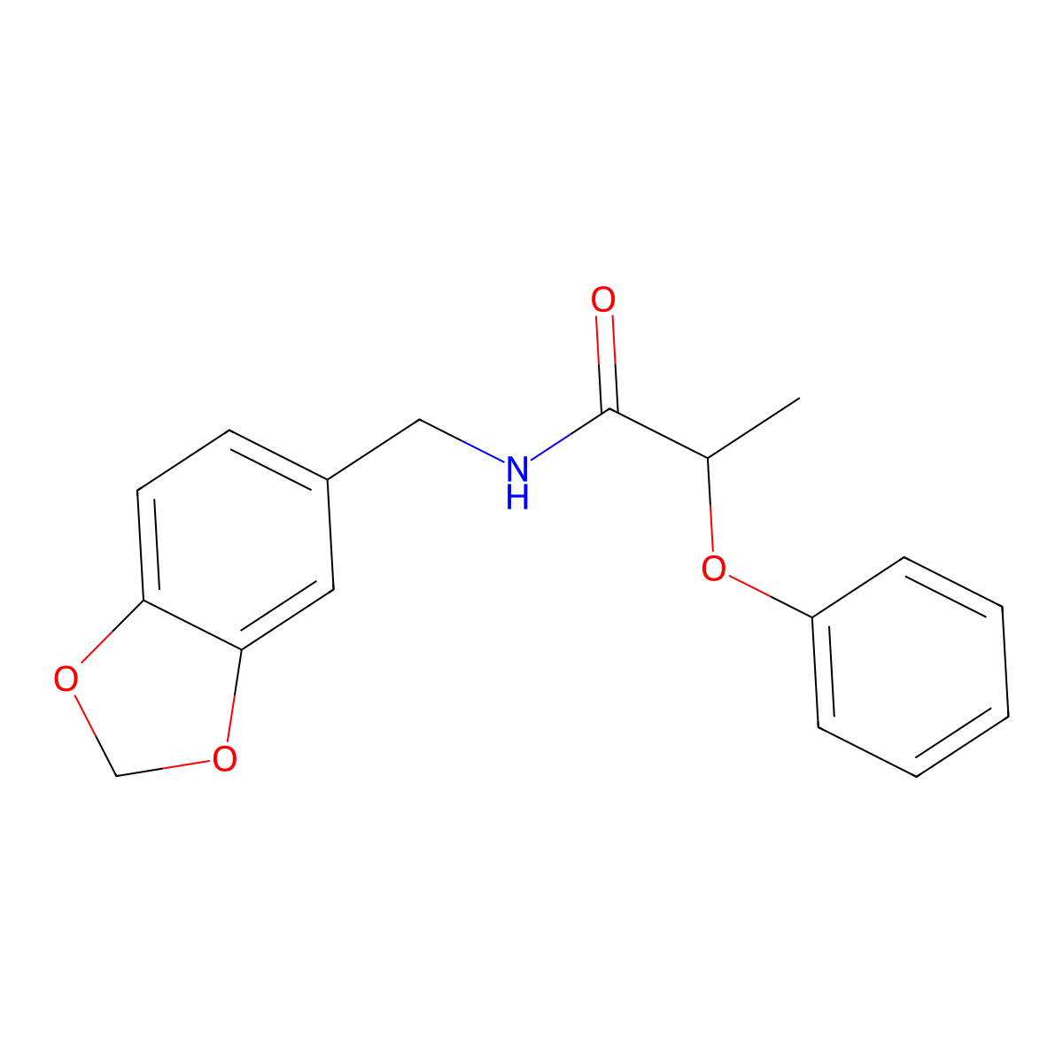 N-(1,3-benzodioxol-5-ylmethyl)-2-phenoxypropanamide molecular structure, CAS 349542-23-0
