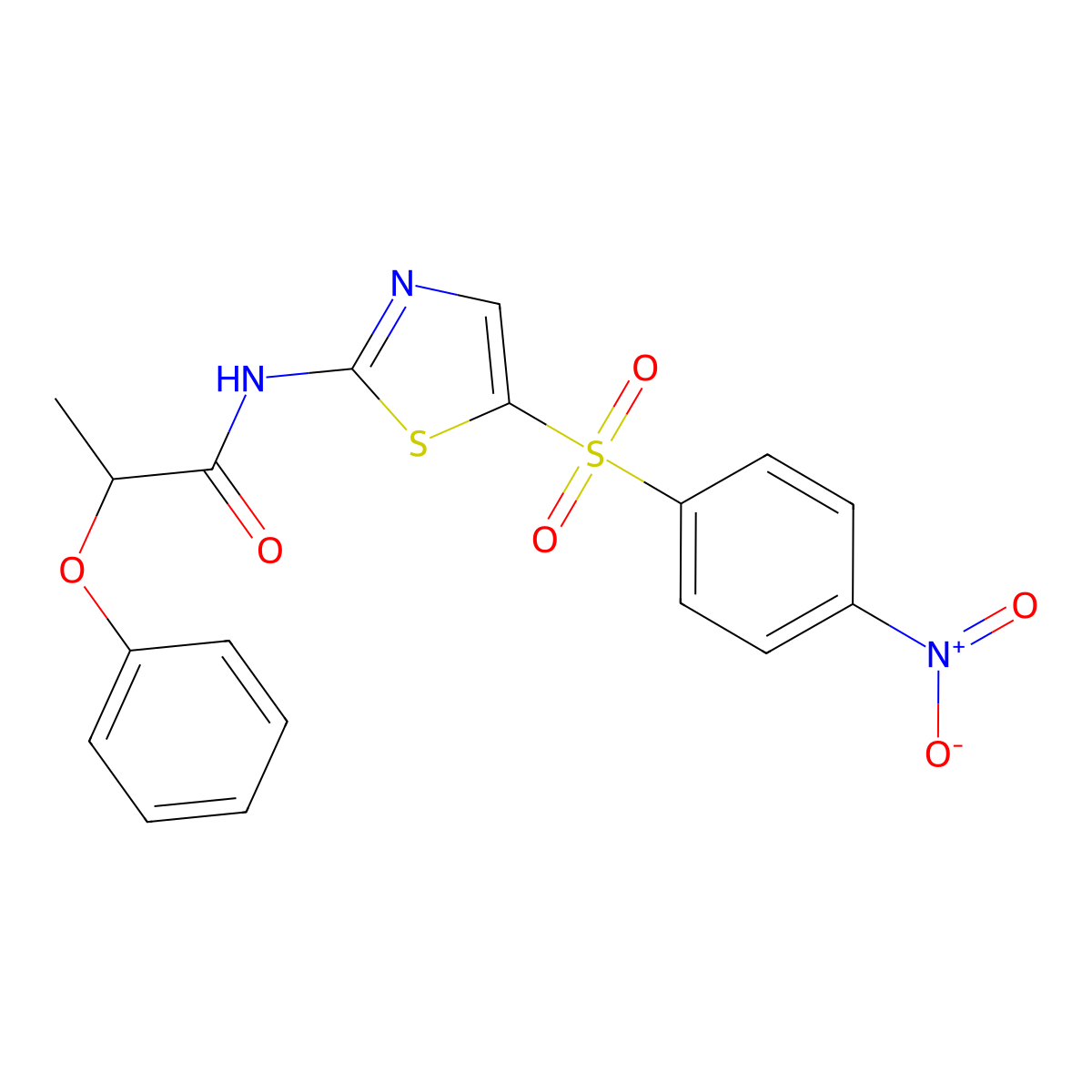N-{5-[(4-nitrophenyl)sulfonyl]-1,3-thiazol-2-yl}-2-phenoxypropanamide molecular structure, CAS 349542-25-2