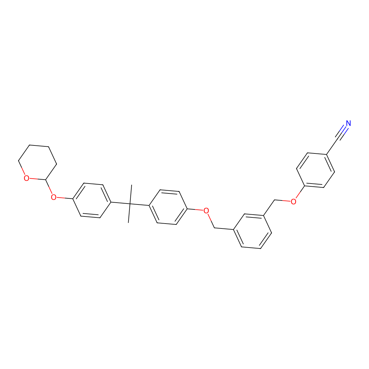 4-({3-[(4-{1-methyl-1-[4-(tetrahydro-2H-pyran-2-yloxy)phenyl]ethyl}phenoxy)methyl]benzyl}oxy)benzonitrile molecular structure, CAS 349542-90-1