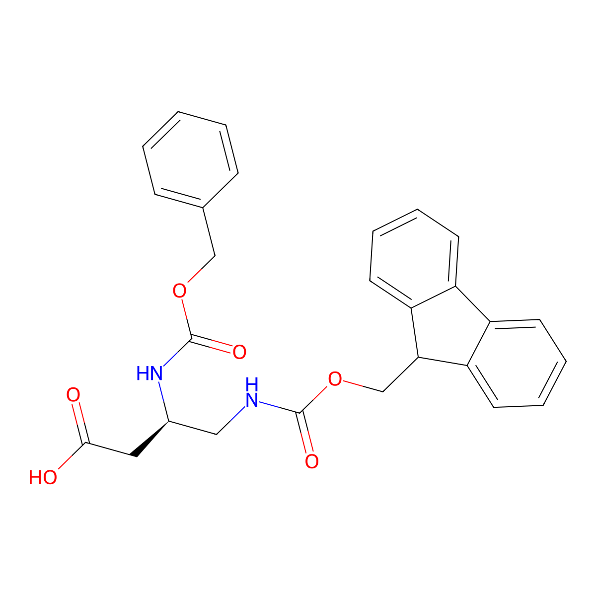 (3R)-3-{[(Benzyloxy)carbonyl]amino}-4-({[(9H-fluoren-9-yl)methoxy]carbonyl}amino)butanoic acid molecular structure, CAS 349547-09-7