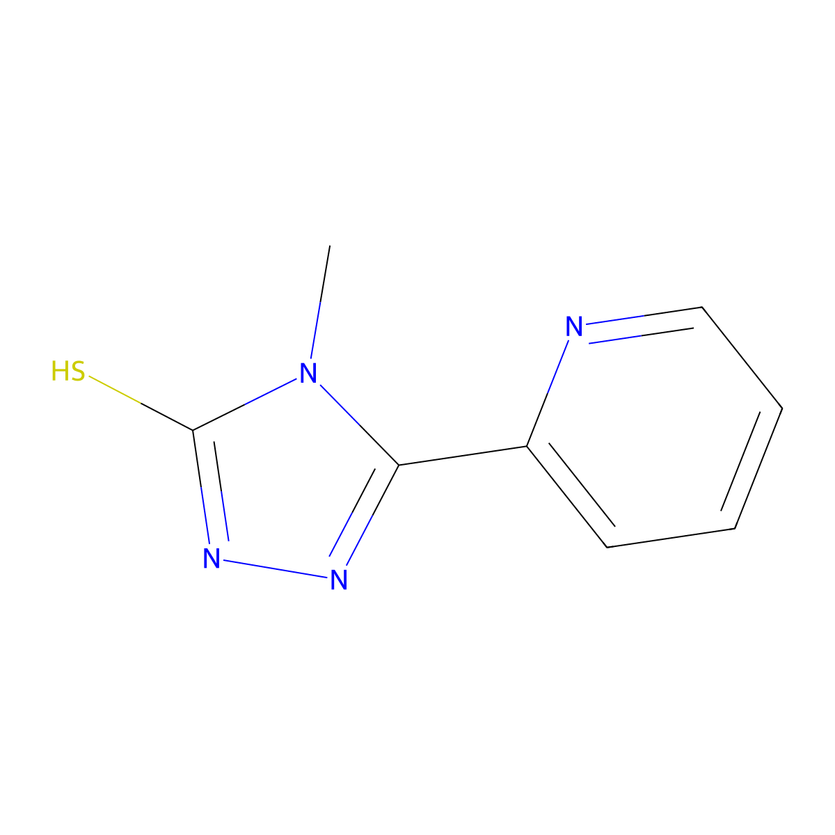 4-methyl-3-(pyridin-2-yl)-4,5-dihydro-1H-1,2,4-triazole-5-thione molecular structure, CAS 34955-23-2