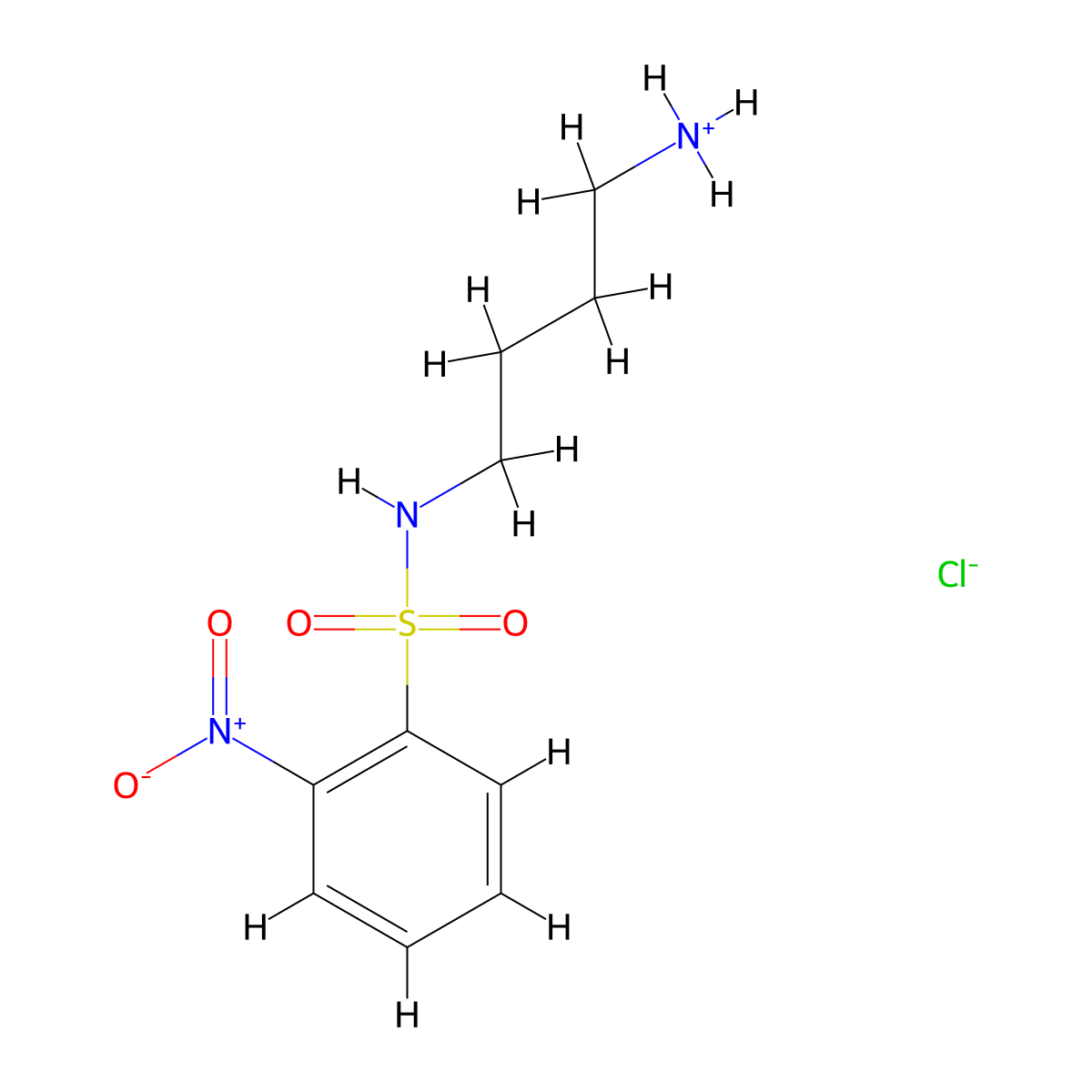 4-[(2-Nitrophenyl)sulfonylamino]butylazanium chloride molecular structure, CAS 349553-74-8