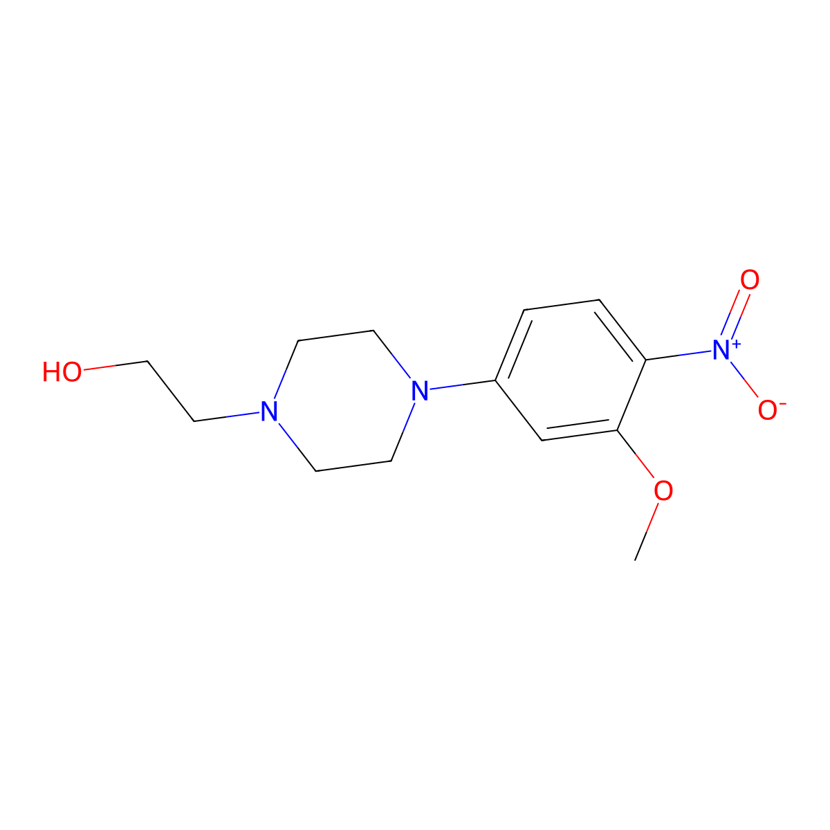 2-(4-(3-Methoxy-4-nitrophenyl)piperazin-1-yl)ethanol molecular structure, CAS 349555-66-4