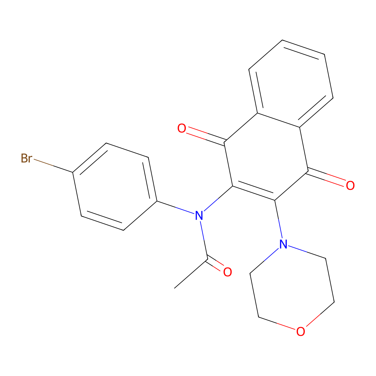 N-(4-bromophenyl)-N-(3-morpholin-4-yl-1,4-dioxonaphthalen-2-yl)acetamide molecular structure, CAS 349572-48-1