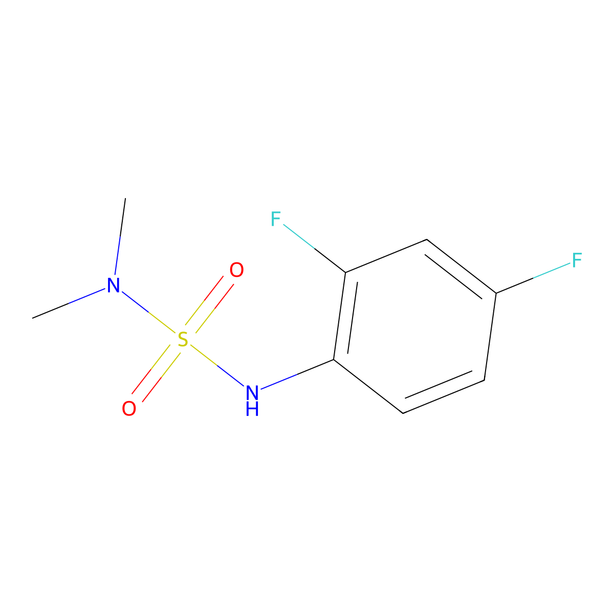 N'-(2,4-difluorophenyl)-N,N-dimethylsulfamide molecular structure, CAS 349573-48-4