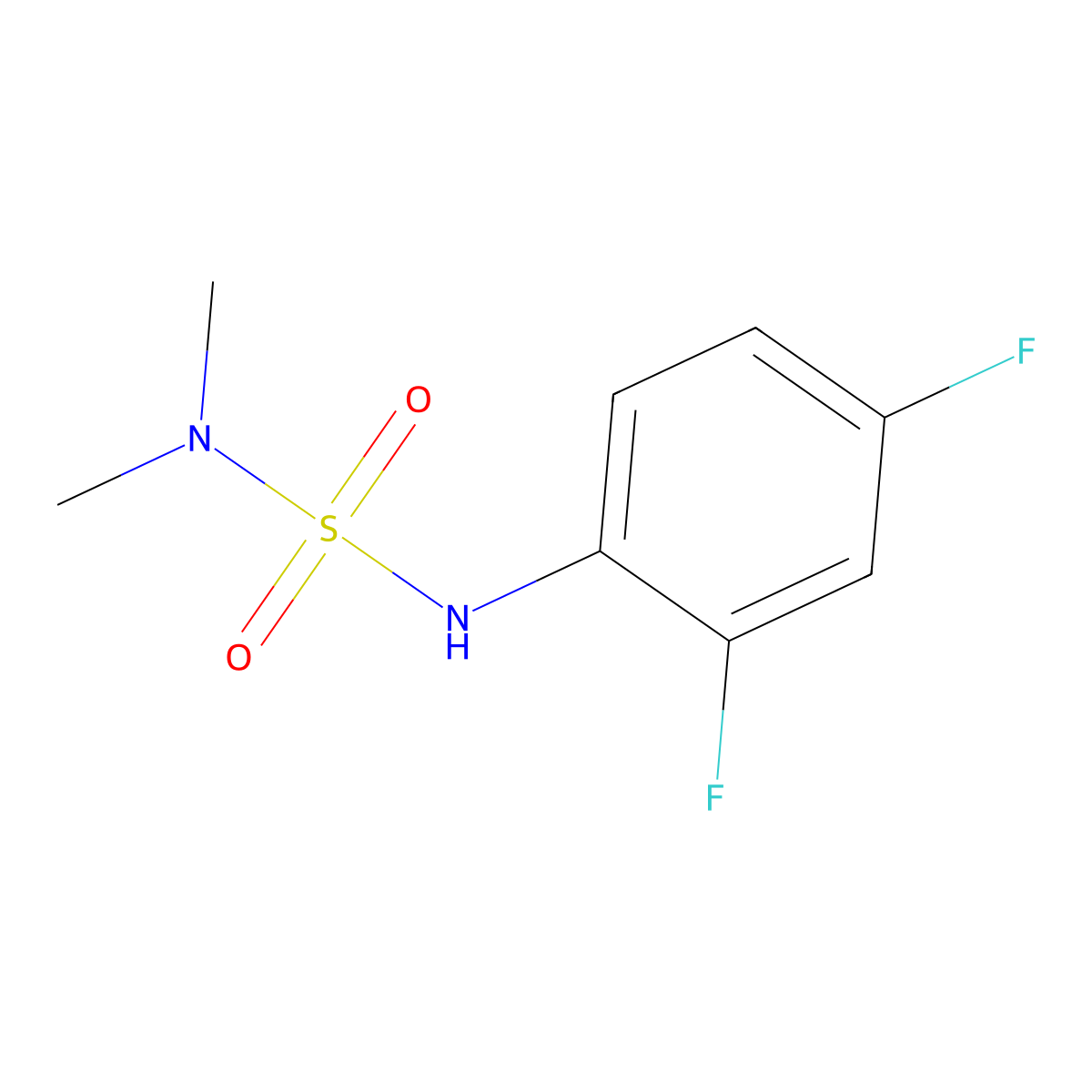 N'-(2,4-difluorophenyl)-N,N-dimethylsulfamide molecular structure, CAS 349573-48-4