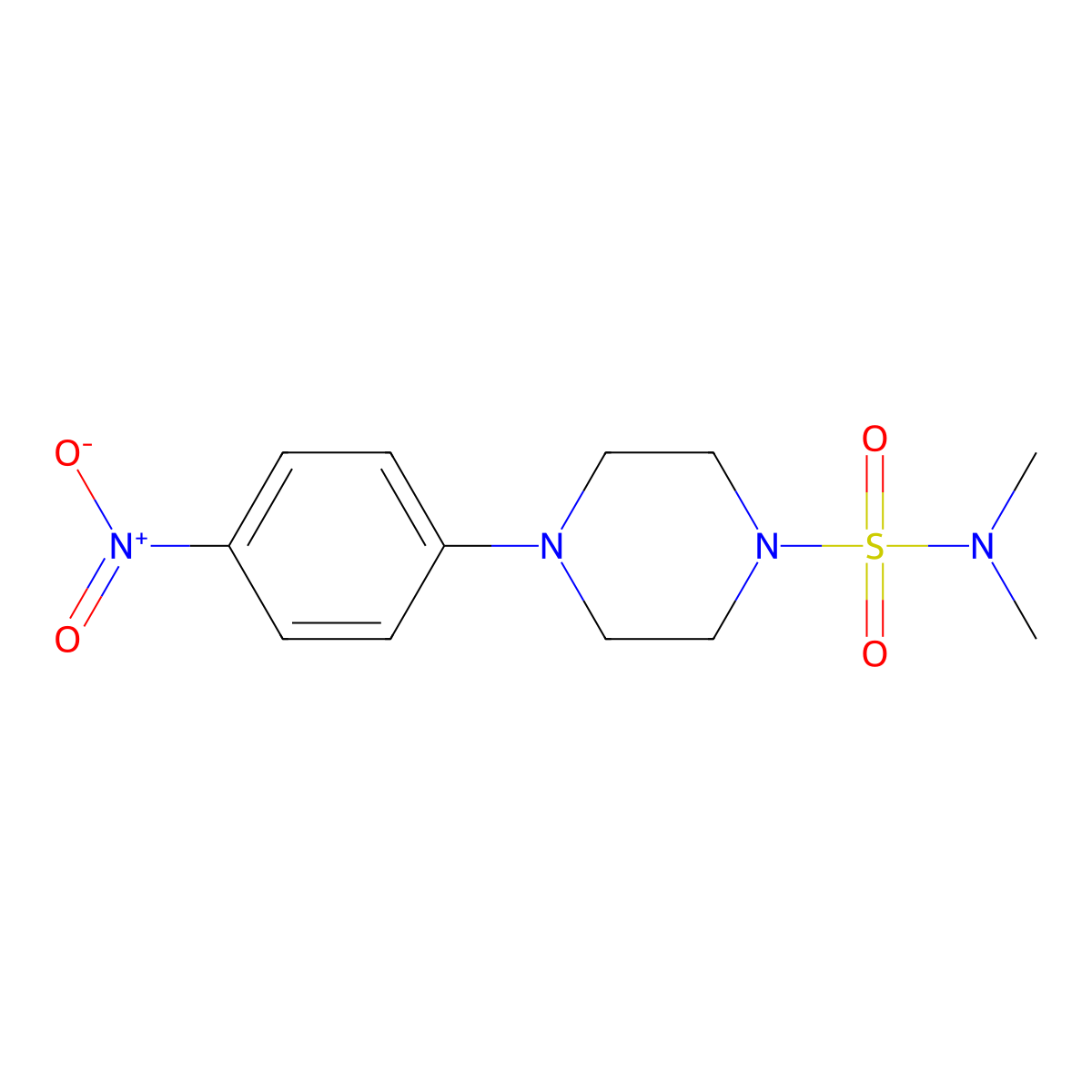 N,N-dimethyl-4-(4-nitrophenyl)piperazine-1-sulfonamide molecular structure, CAS 349573-54-2