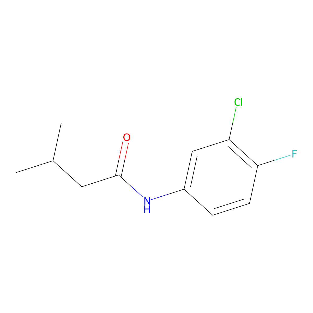N-(3-chloro-4-fluorophenyl)-3-methylbutanamide molecular structure, CAS 349574-11-4