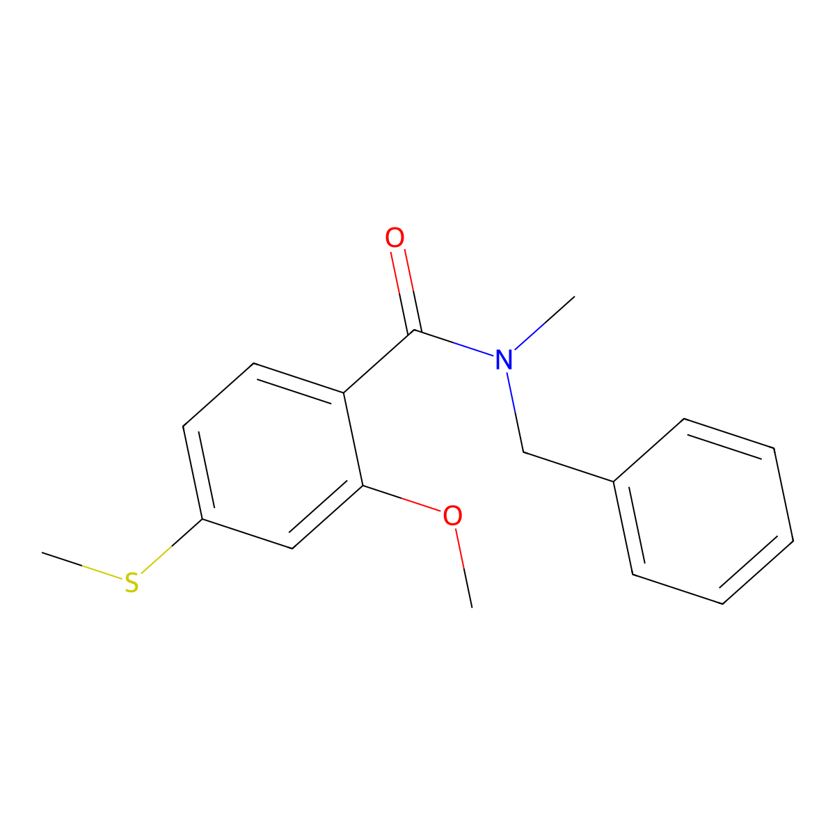 N-benzyl-2-methoxy-N-methyl-4-(methylthio)benzamide molecular structure, CAS 349574-95-4