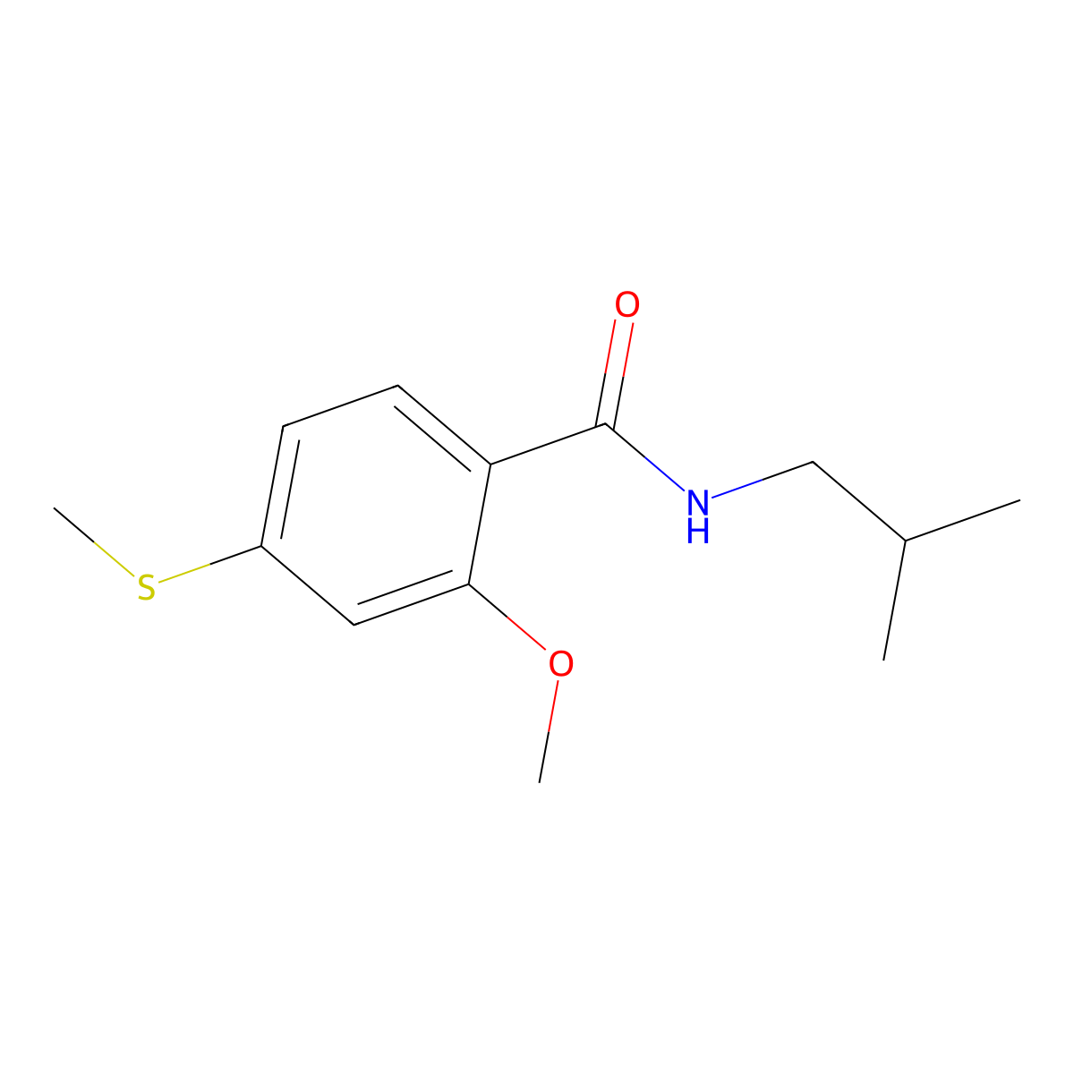 2-methoxy-N-(2-methylpropyl)-4-(methylsulfanyl)benzamide molecular structure, CAS 349574-98-7