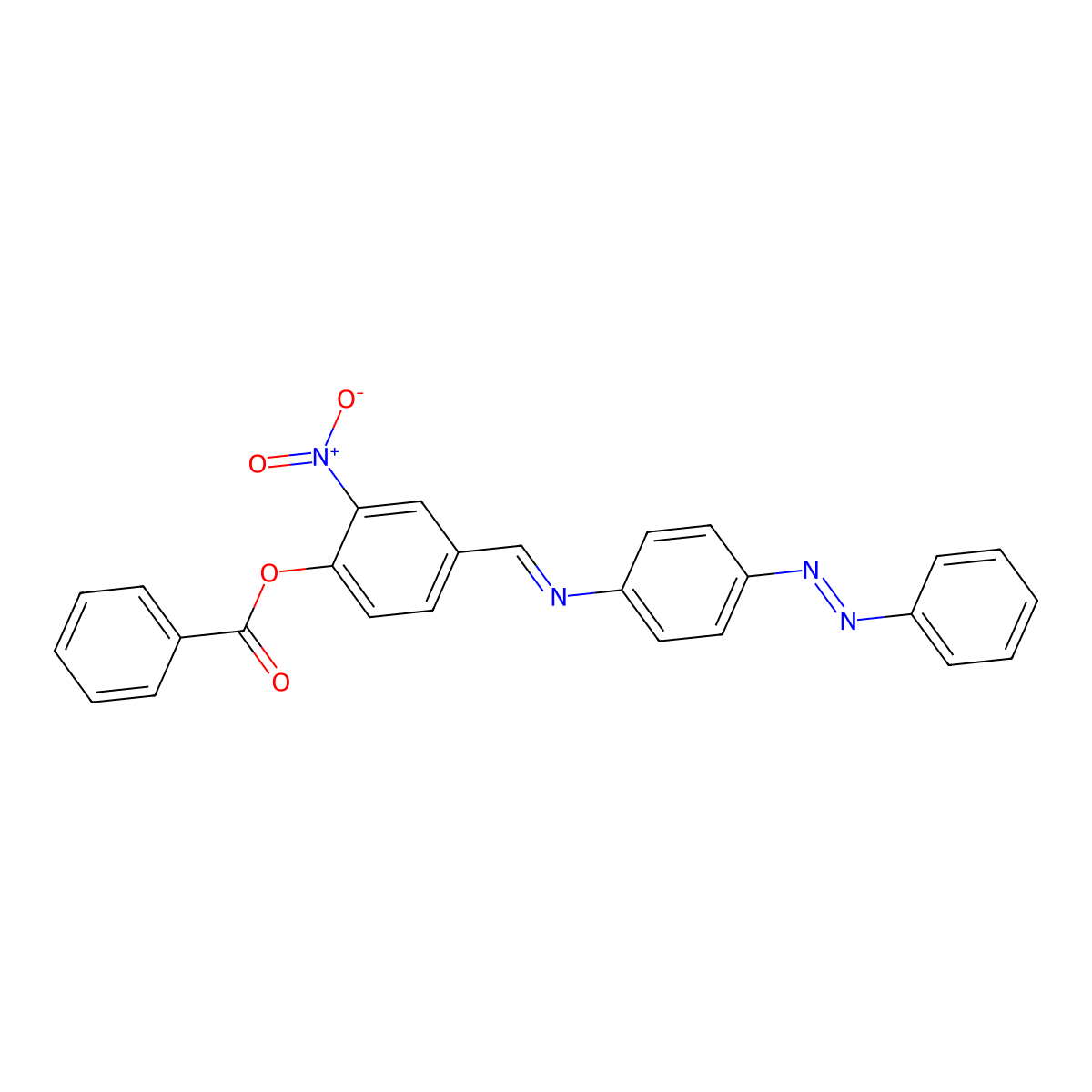 Phenol, 2-nitro-4-[[[4-(2-phenyldiazenyl)phenyl]imino]methyl]-, 1-benzoate molecular structure, CAS 349575-14-0