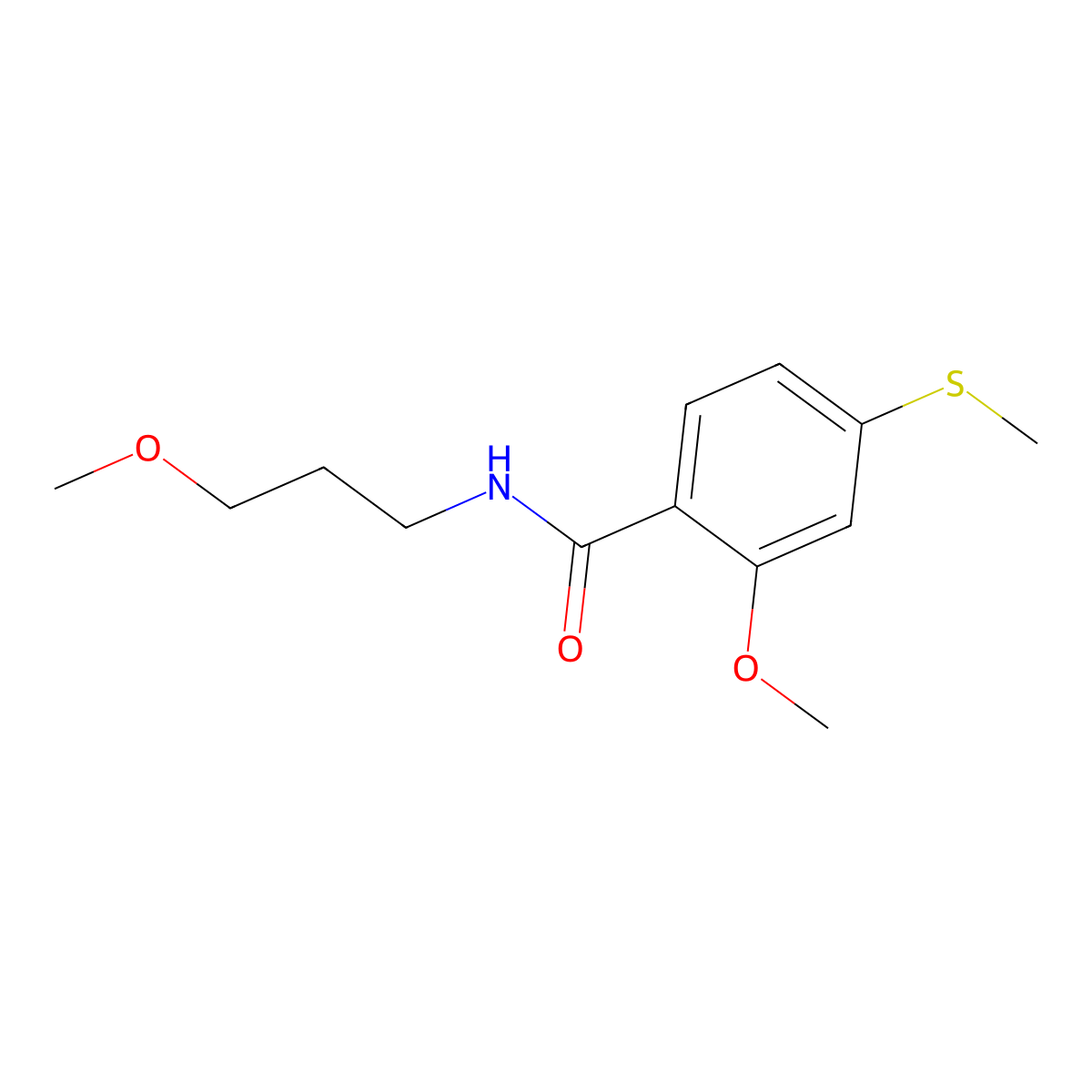 2-methoxy-N-(3-methoxypropyl)-4-(methylsulfanyl)benzamide molecular structure, CAS 349575-15-1