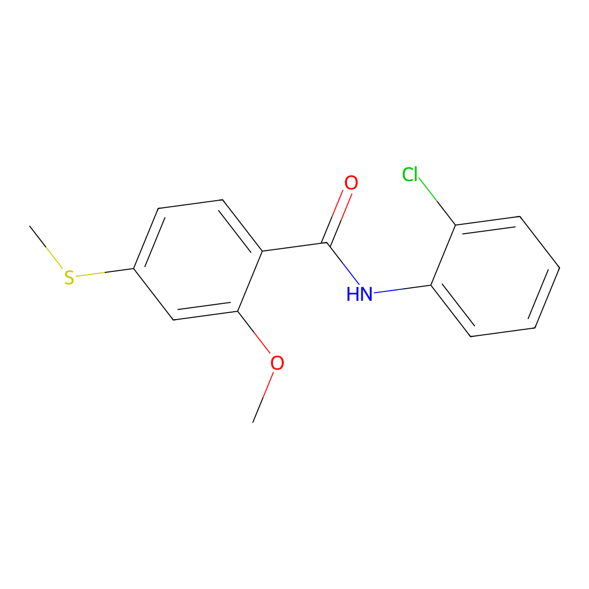 N-(2-chlorophenyl)-2-methoxy-4-(methylsulfanyl)benzamide molecular structure, CAS 349575-26-4