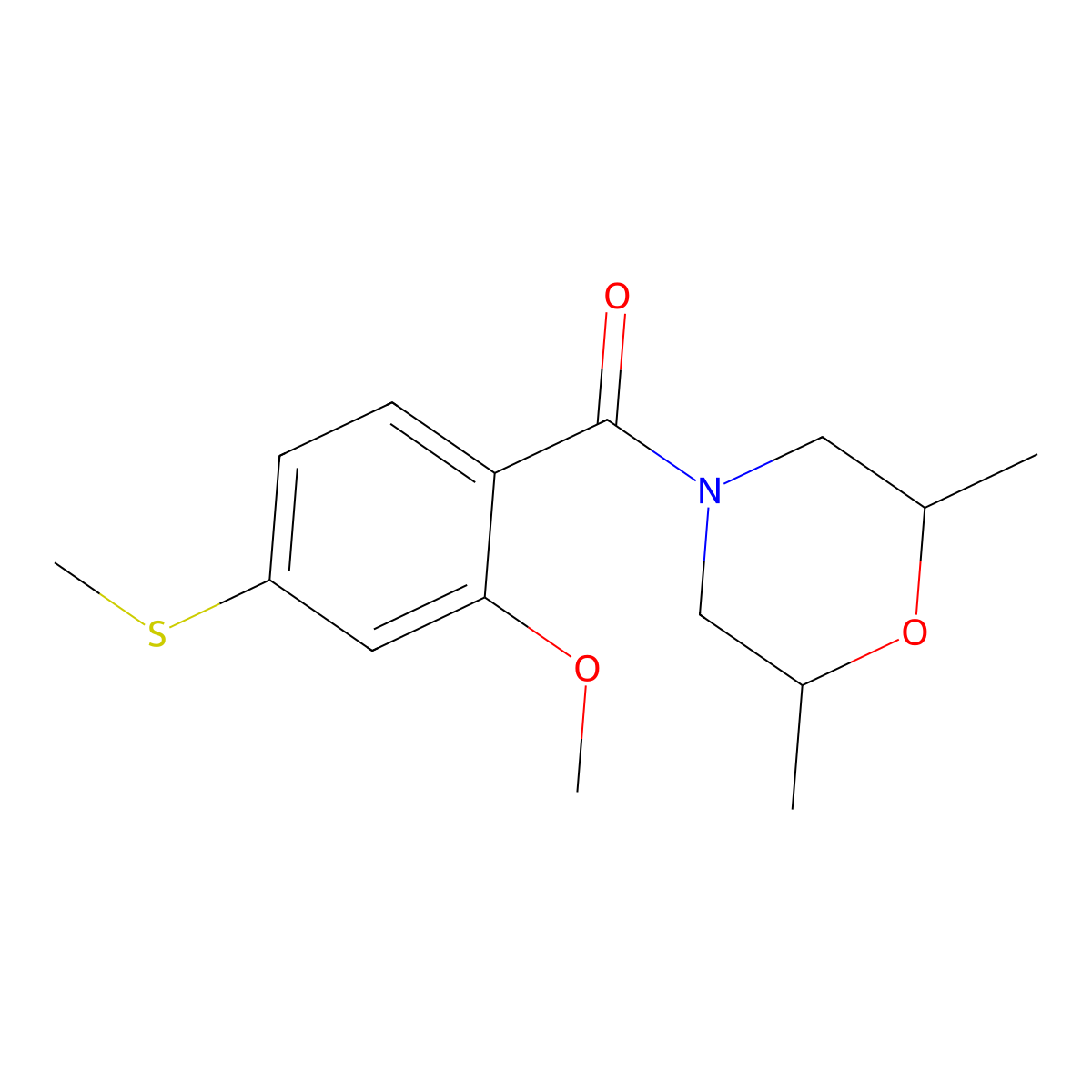 (2,6-Dimethylmorpholin-4-yl)[2-methoxy-4-(methylsulfanyl)phenyl]methanone molecular structure, CAS 349575-31-1