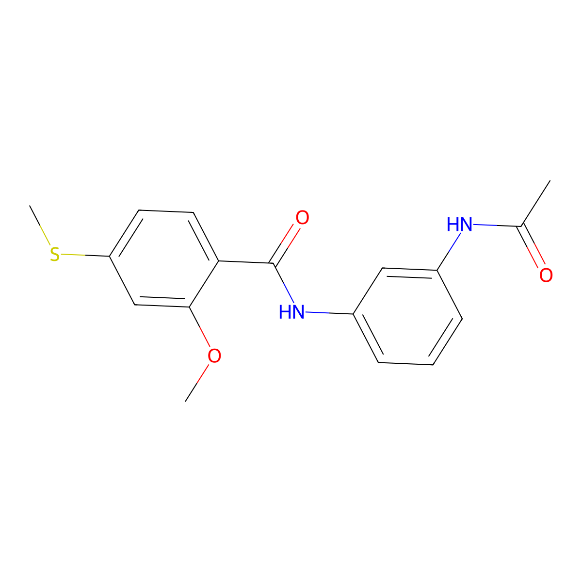 N-(3-acetamidophenyl)-2-methoxy-4-methylsulfanylbenzamide molecular structure, CAS 349575-35-5