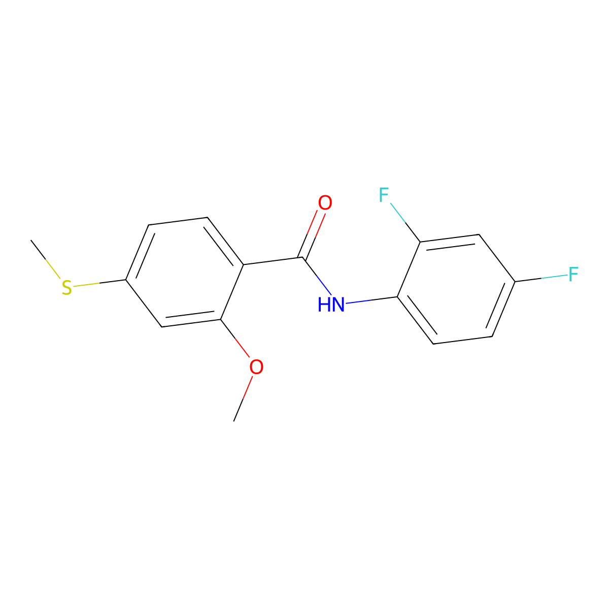 N-(2,4-difluorophenyl)-2-methoxy-4-(methylsulfanyl)benzamide molecular structure, CAS 349575-42-4