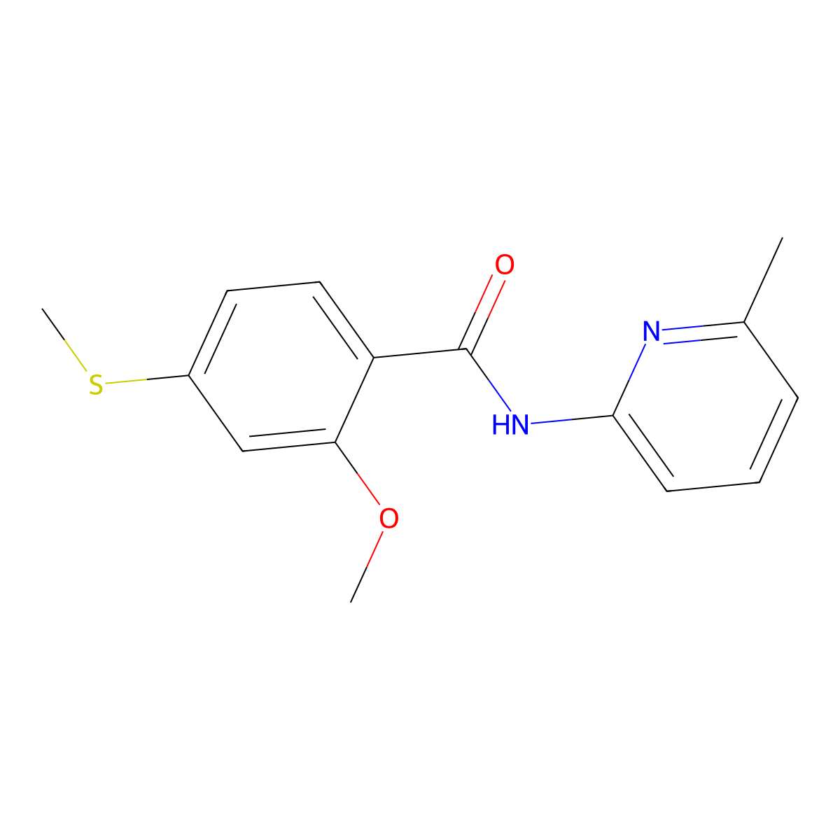 2-methoxy-N-(6-methylpyridin-2-yl)-4-methylsulfanylbenzamide molecular structure, CAS 349575-43-5