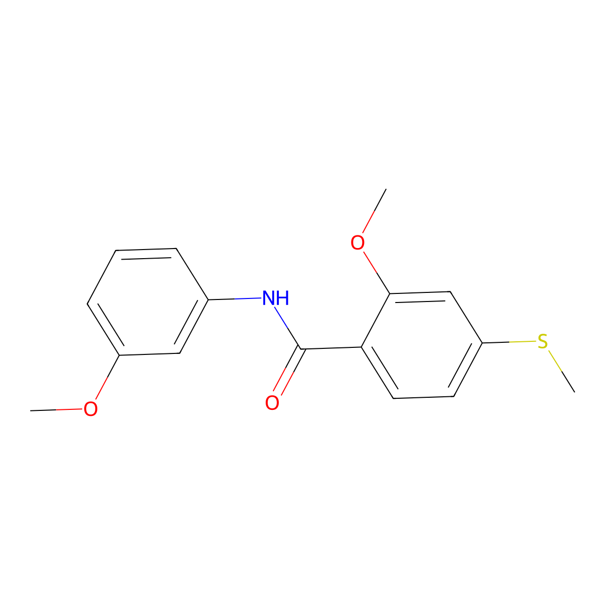 2-methoxy-N-(3-methoxyphenyl)-4-(methylsulfanyl)benzamide molecular structure, CAS 349575-51-5