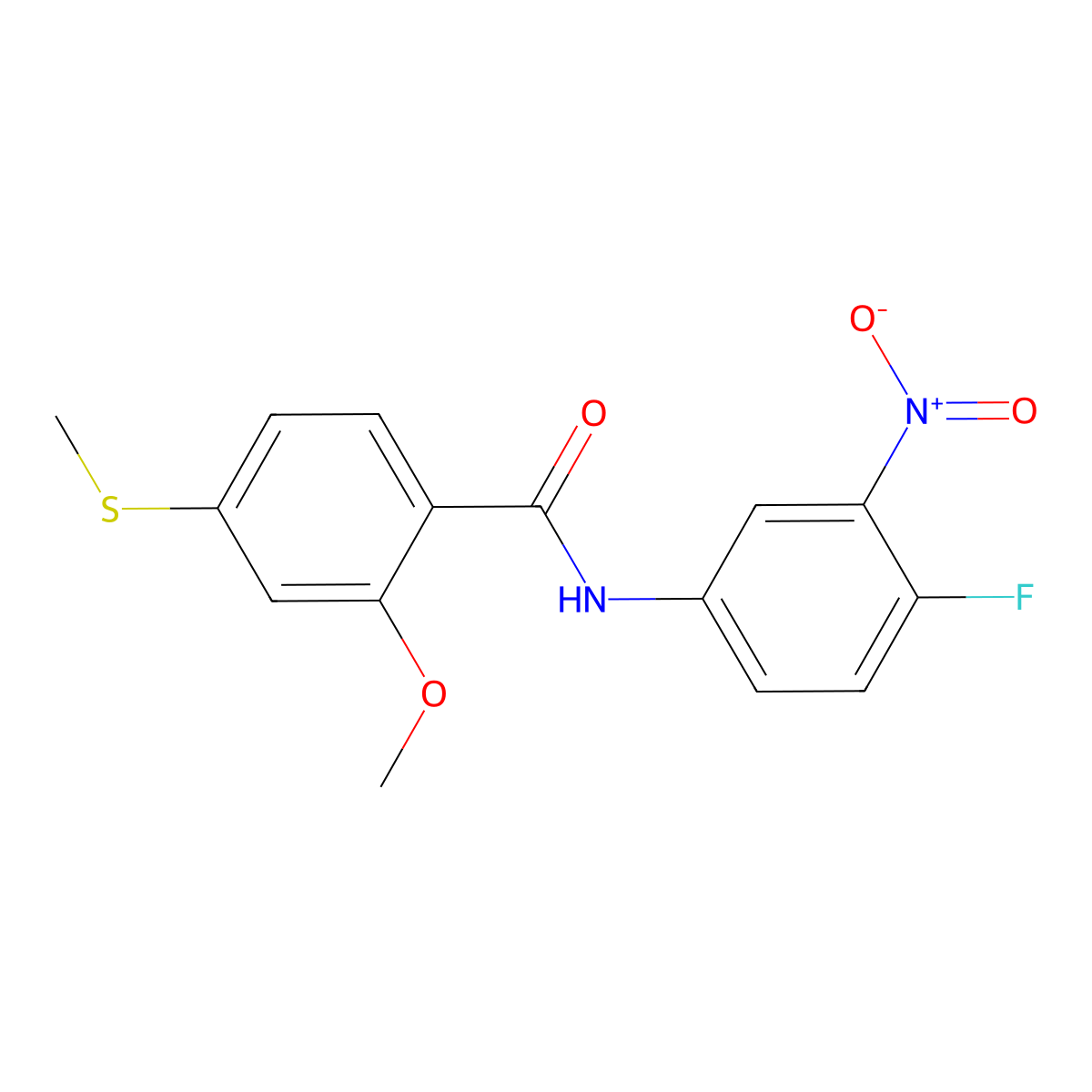 N-(4-fluoro-3-nitrophenyl)-2-methoxy-4-(methylsulfanyl)benzamide molecular structure, CAS 349575-62-8