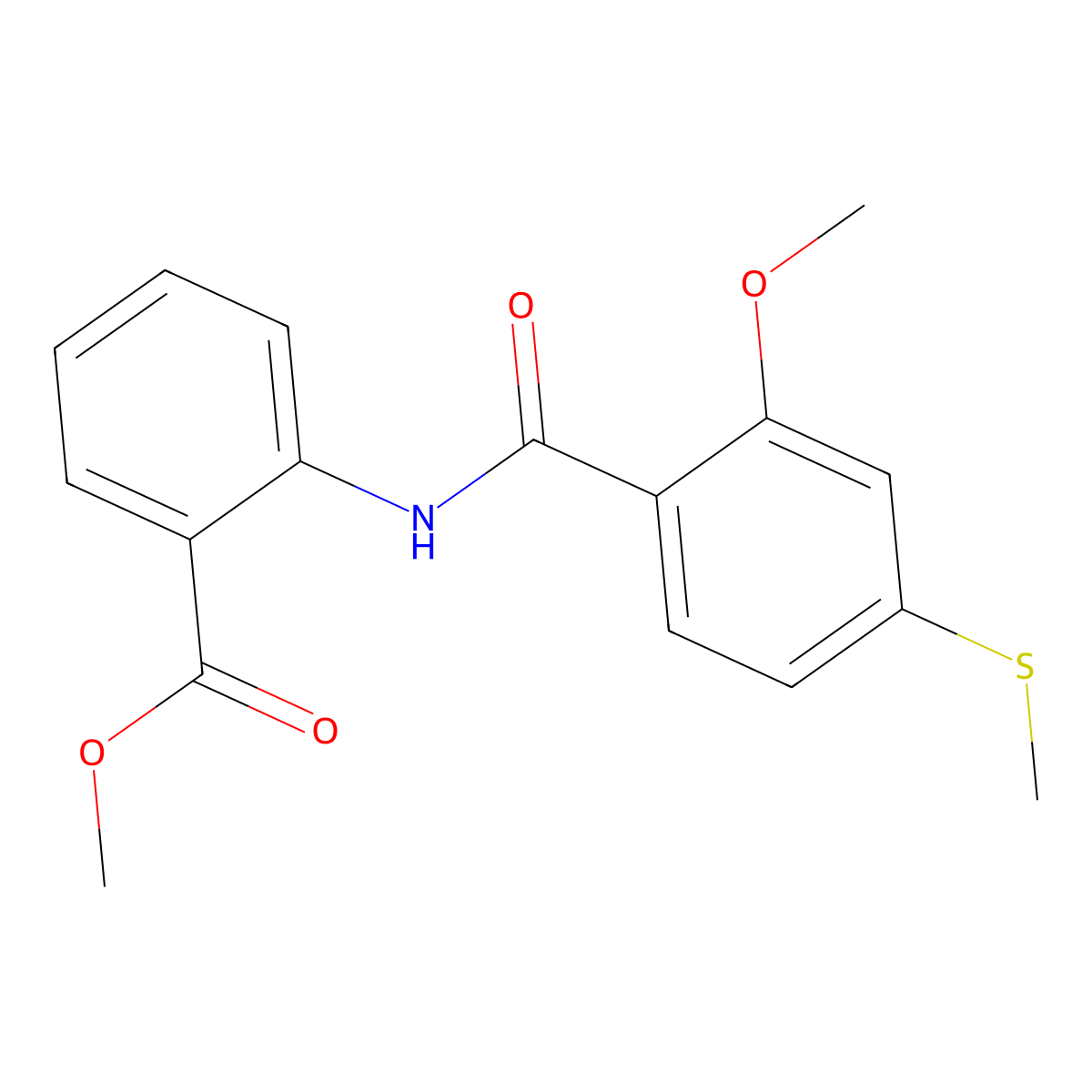 Methyl 2-[2-methoxy-4-(methylsulfanyl)benzamido]benzoate molecular structure, CAS 349575-70-8