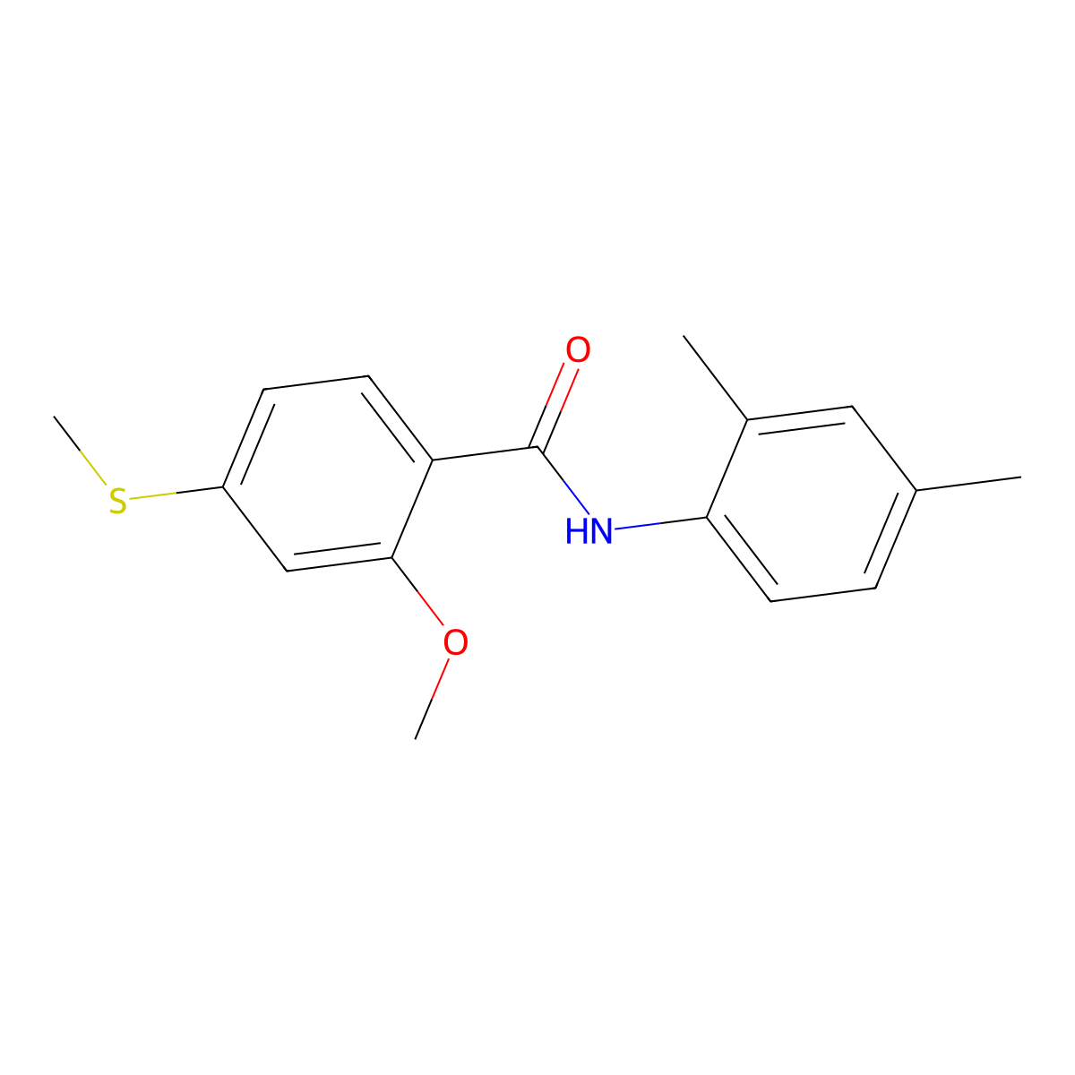 N-(2,4-dimethylphenyl)-2-methoxy-4-(methylthio)benzamide molecular structure, CAS 349575-76-4