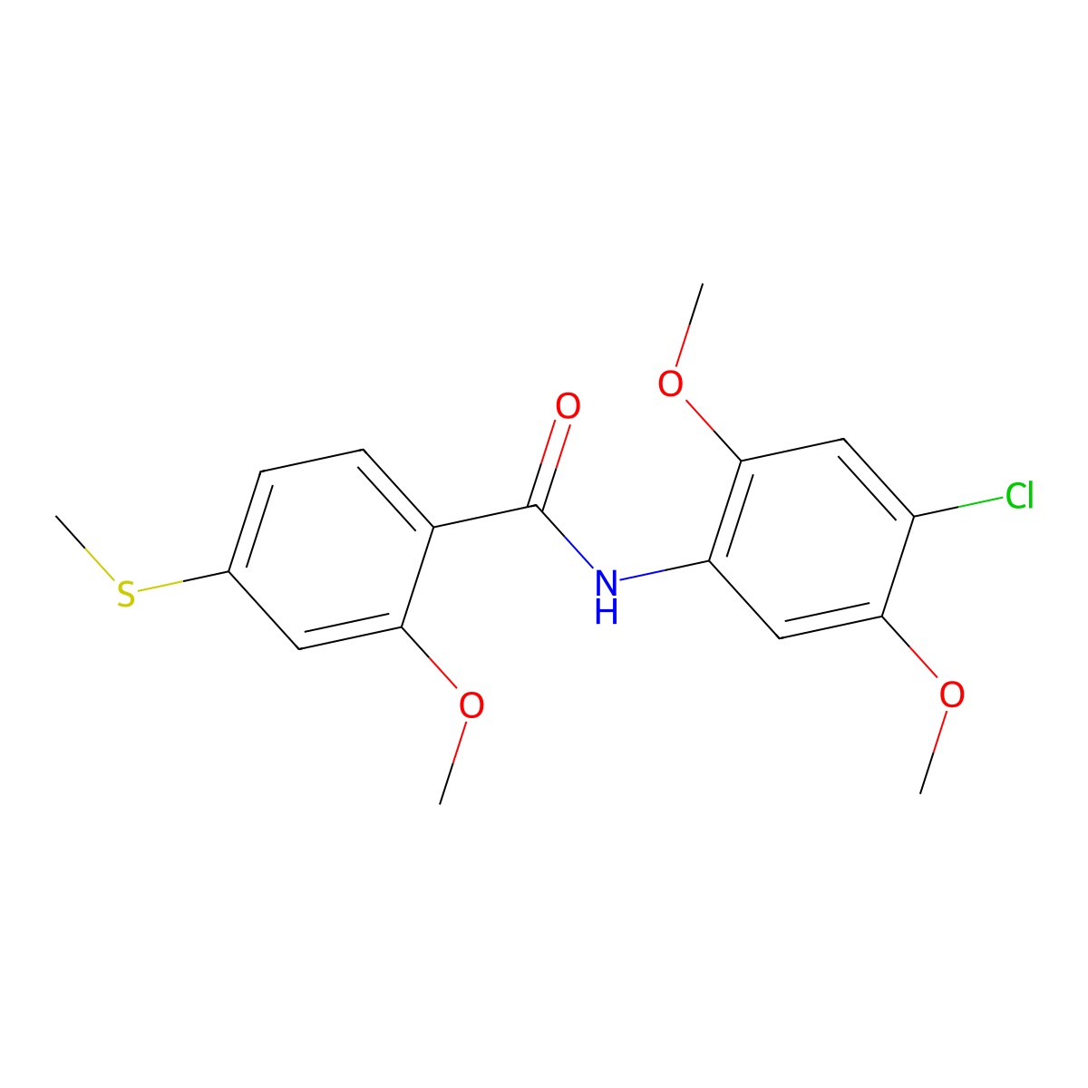N-(4-chloro-2,5-dimethoxyphenyl)-2-methoxy-4-methylsulfanylbenzamide molecular structure, CAS 349575-91-3