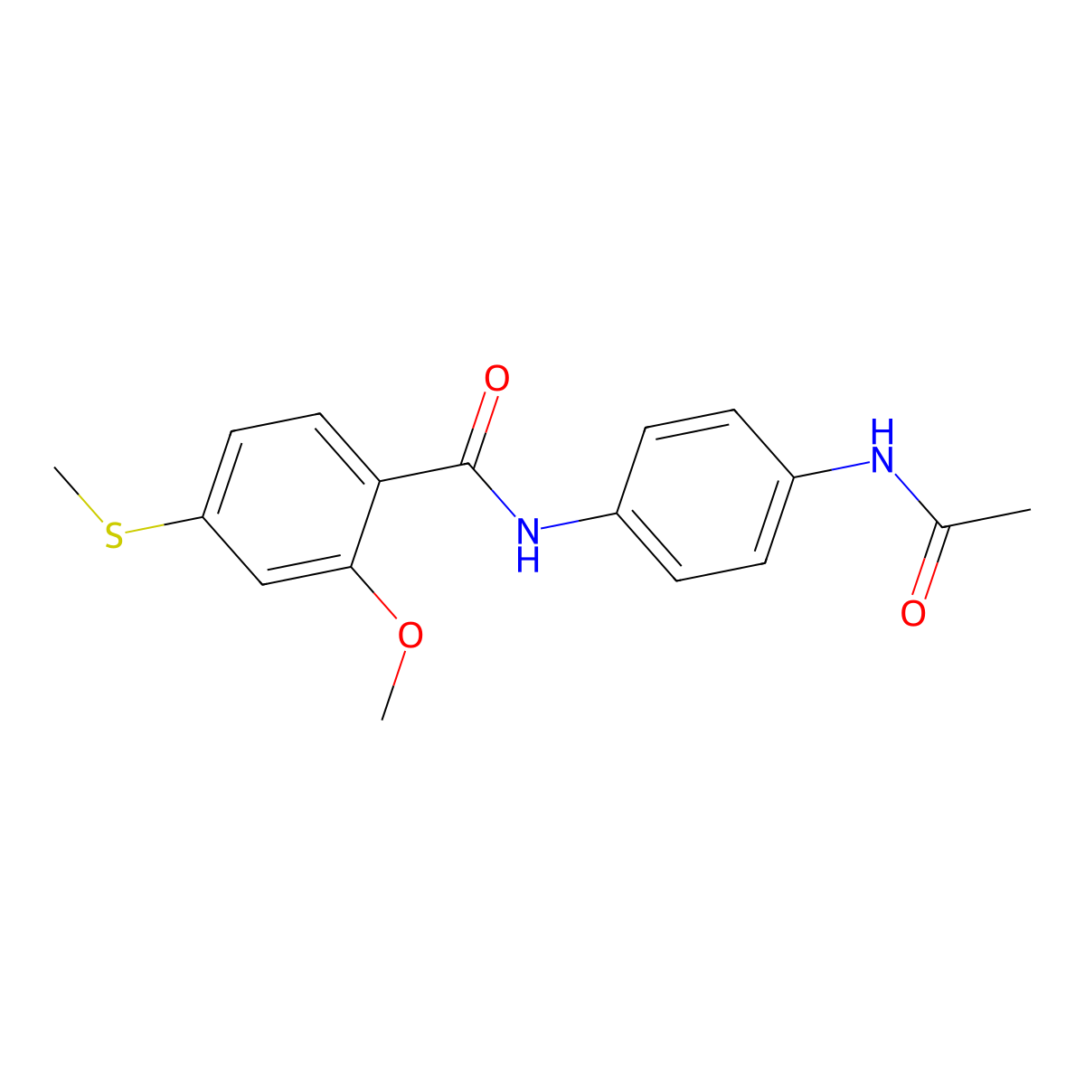 N-(4-acetamidophenyl)-2-methoxy-4-methylsulfanylbenzamide molecular structure, CAS 349575-99-1