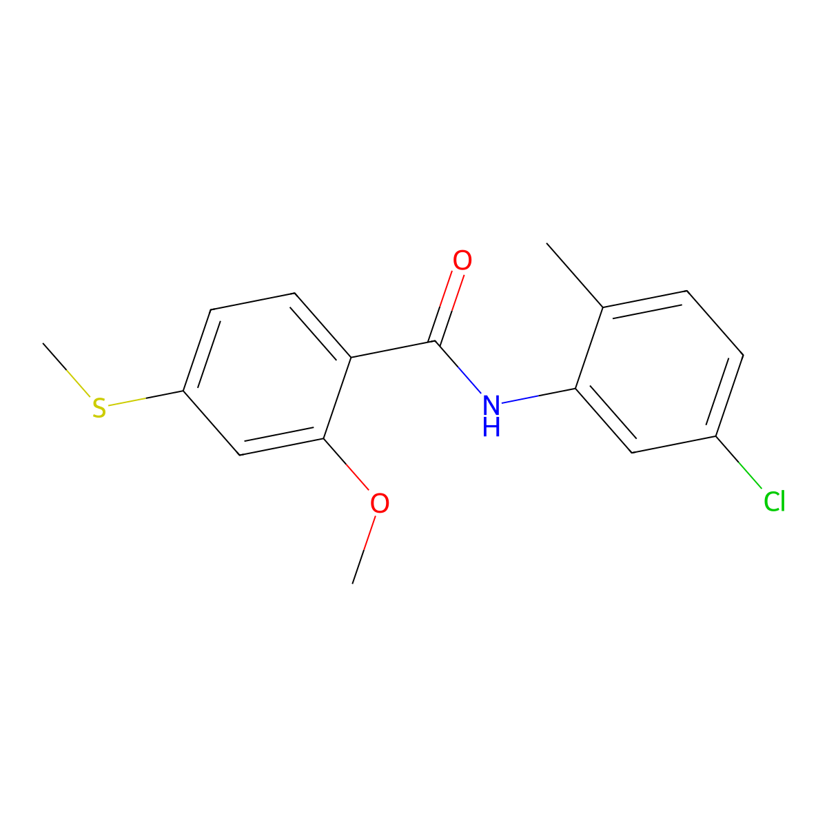 N-(5-chloro-2-methylphenyl)-2-methoxy-4-(methylsulfanyl)benzamide molecular structure, CAS 349576-02-9