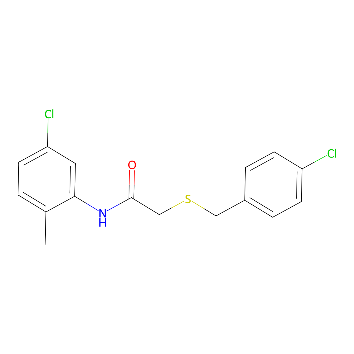 2-[(4-Chlorobenzyl)sulfanyl]-N-(5-chloro-2-methylphenyl)acetamide molecular structure, CAS 349576-07-4