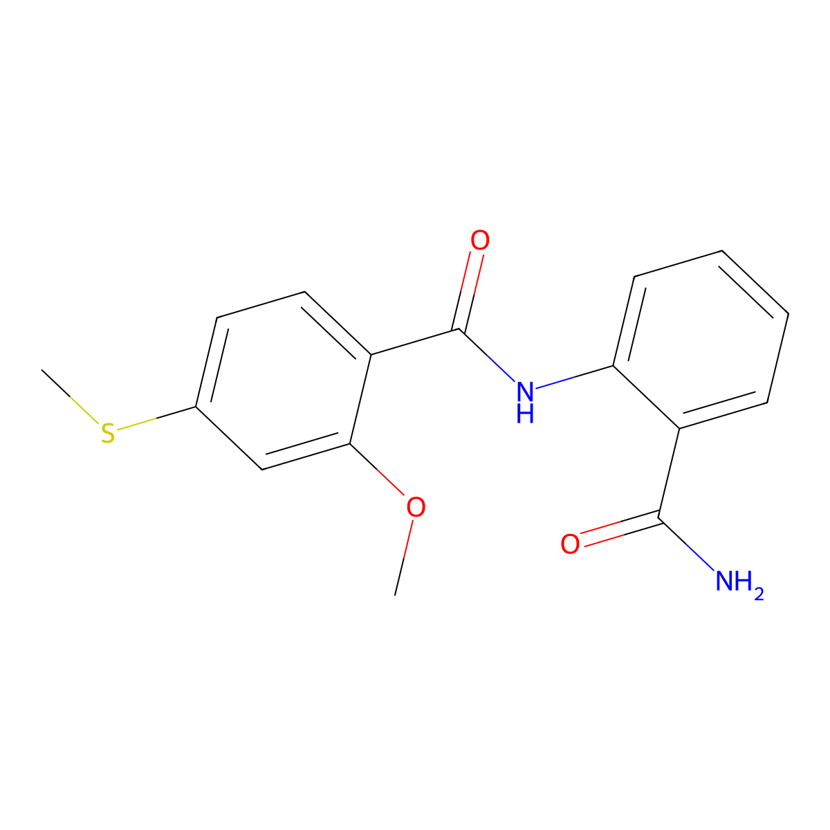 N-(2-carbamoylphenyl)-2-methoxy-4-(methylsulfanyl)benzamide molecular structure, CAS 349576-09-6
