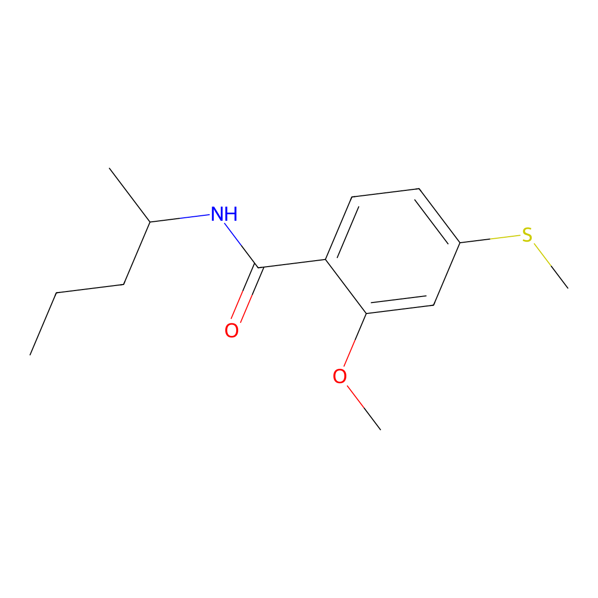 2-methoxy-4-(methylsulfanyl)-N-(pentan-2-yl)benzamide molecular structure, CAS 349576-14-3