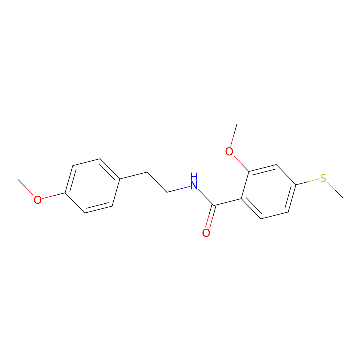 2-methoxy-N-[2-(4-methoxyphenyl)ethyl]-4-methylsulfanylbenzamide molecular structure, CAS 349576-19-8