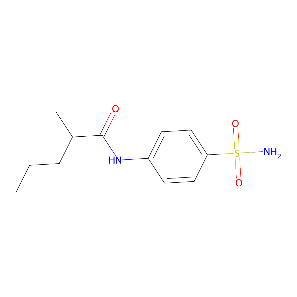 2-methyl-N-(4-sulfamoylphenyl)pentanamide molecular structure, CAS 349579-04-0