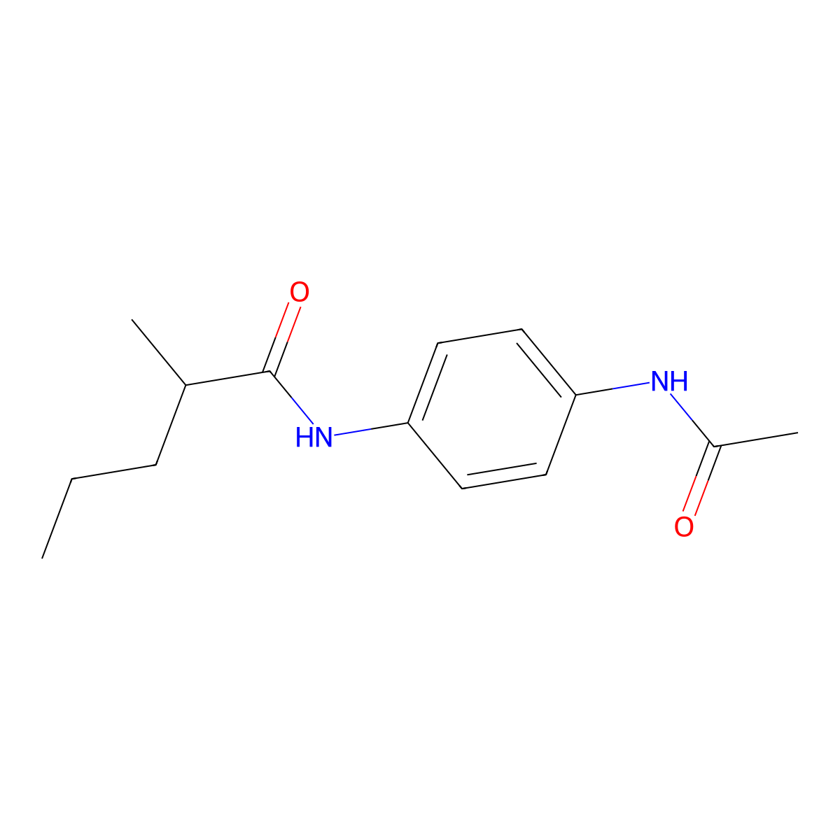 N-[4-(acetylamino)phenyl]-2-methylpentanamide molecular structure, CAS 349579-05-1