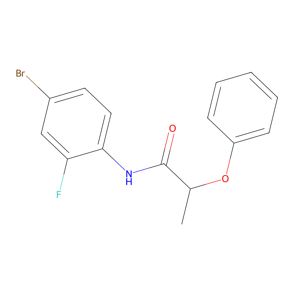 N-(4-bromo-2-fluorophenyl)-2-phenoxypropanamide molecular structure, CAS 349579-26-6