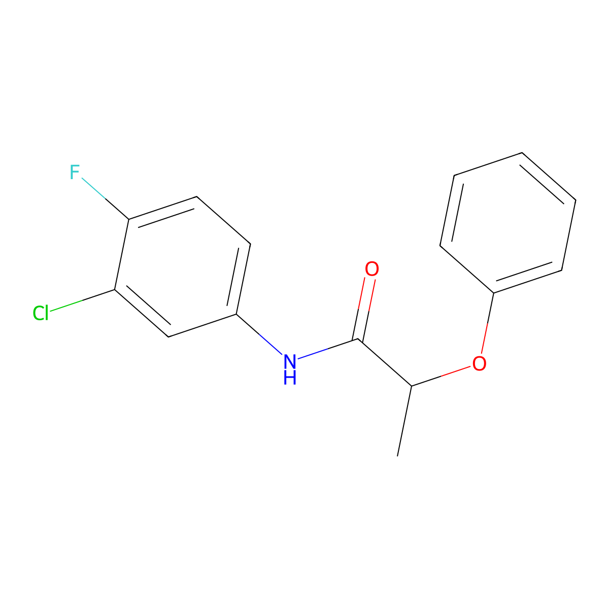 N-(3-chloro-4-fluorophenyl)-2-phenoxypropanamide molecular structure, CAS 349579-29-9