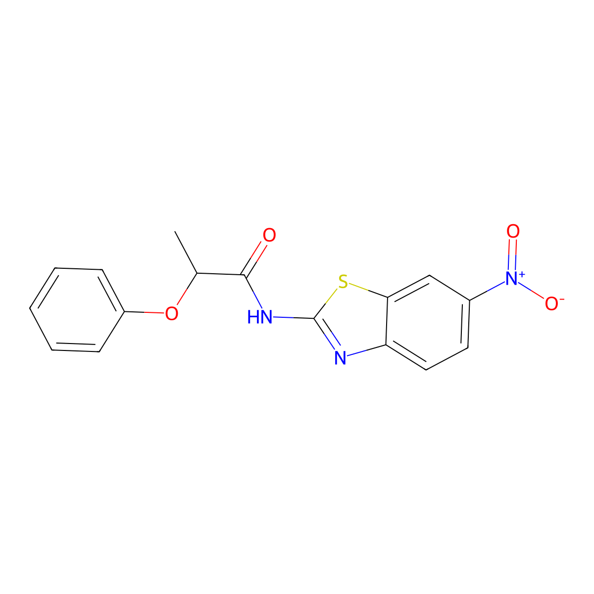 N-(6-nitrobenzo[d]thiazol-2-yl)-2-phenoxypropanamide molecular structure, CAS 349579-69-7
