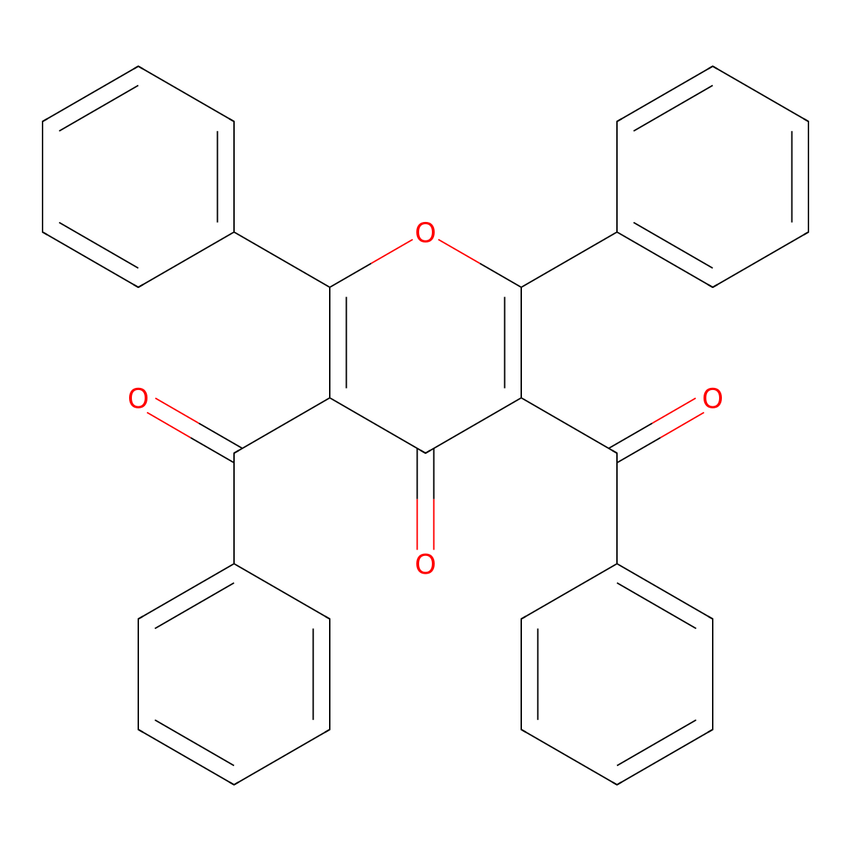 4H-Pyran-4-one, 3,5-dibenzoyl-2,6-diphenyl- molecular structure, CAS 34959-15-4