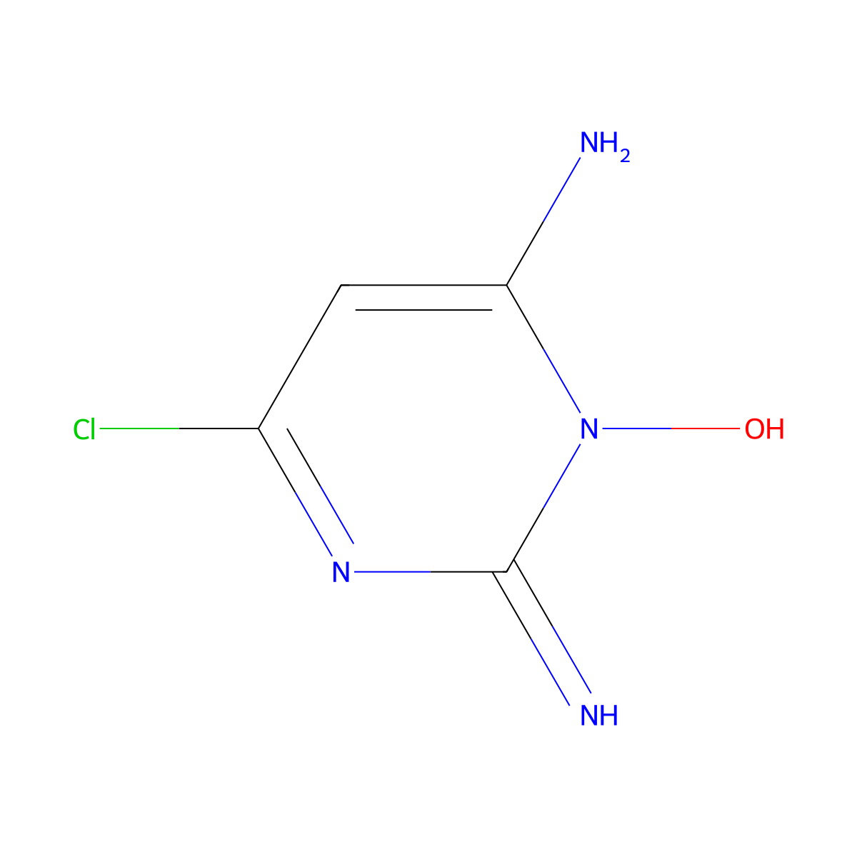 6-Chloro-2,3-dihydro-3-hydroxy-2-imino-4-pyrimidinamine molecular structure, CAS 34960-71-9