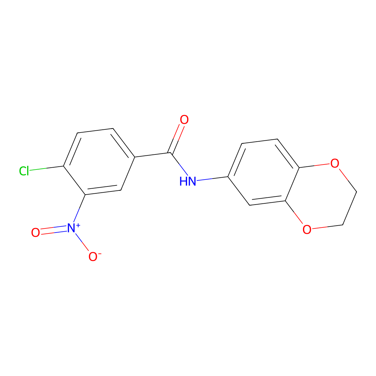 4-chloro-N-(2,3-dihydro-1,4-benzodioxin-6-yl)-3-nitrobenzamide molecular structure, CAS 349608-79-3