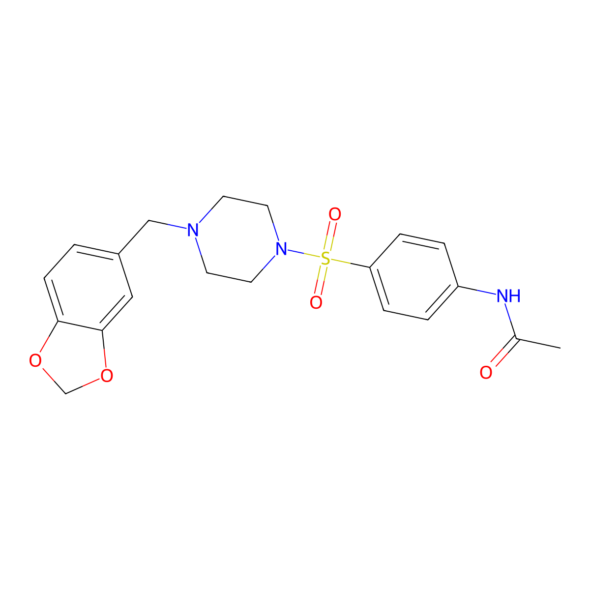 N-[4-[4-(1,3-benzodioxol-5-ylmethyl)piperazin-1-yl]sulfonylphenyl]acetamide molecular structure, CAS 349610-95-3
