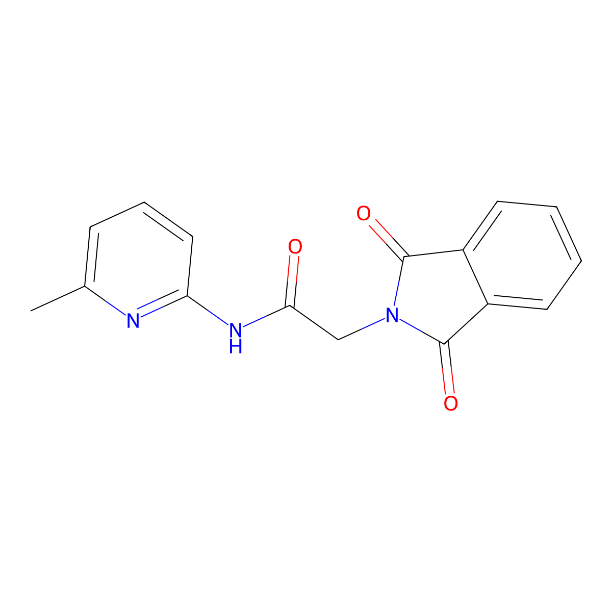 2-(1,3-dioxoisoindolin-2-yl)-N-(6-methylpyridin-2-yl)acetamide molecular structure, CAS 349611-14-9