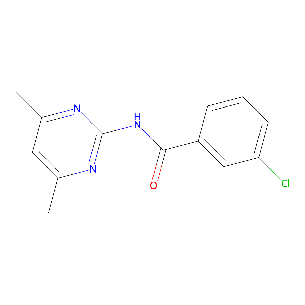3-chloro-N-(4,6-dimethylpyrimidin-2-yl)benzamide molecular structure, CAS 349611-20-7